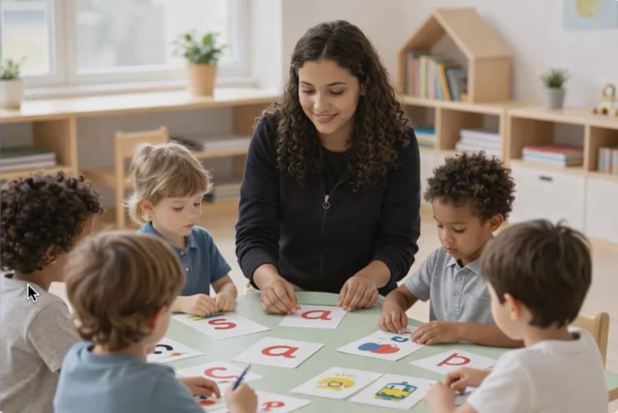 WiseOwl Phonics — teacher with children learning phonics